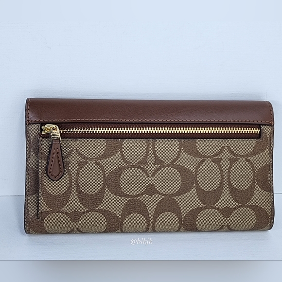 Coach Signature Smooth Leather And Coated Canvas Tri Fold Wallet NWOT *Brown* - Picture 3 of 15